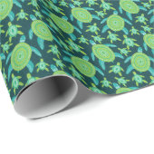 Groene ornamenten schildpadden: patroon. cadeaupapier (Rol Hoek)