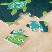 Groene ornamenten schildpadden: patroon. legpuzzel (Zijkant)