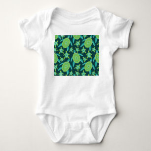 Groene ornamenten schildpadden:  patroon. romper