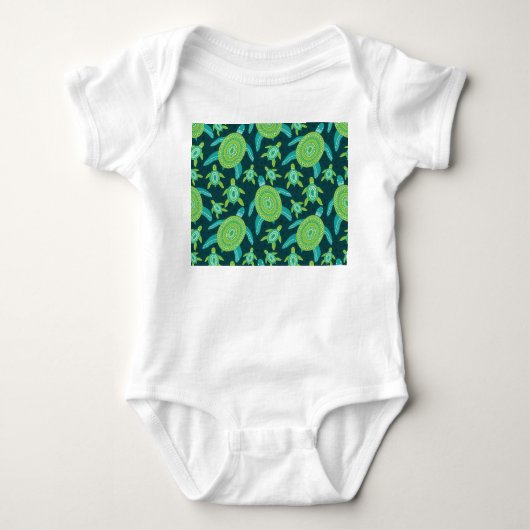 Groene ornamenten schildpadden:  patroon. romper (Voorkant)