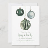 Groene Ornamenten Tipsy & Toasty Party Feestdagenkaart (Voorkant)