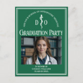 Groene osteopathische medische school afstudeerfee uitnodiging briefkaart (Voorkant)