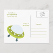 Groene Outer Space UFO Verjaardag Uitnodiging Brie (Achterkant)