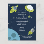 Groene Outer Space UFO Verjaardag Uitnodiging Brie (Voorkant)