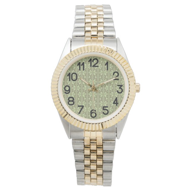 Groene ovale kettingen horloge (Voorkant)