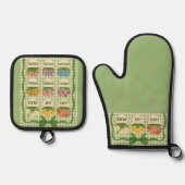 Groene Oven Mitt en Pot Houders Ovenwant & Pannenlap Set (Voorkant)