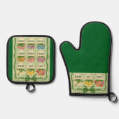 Groene Oven Mitt en Pot Houders Ovenwant & Pannenlap Set (Voorkant)