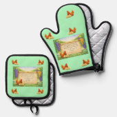 Groene ovenwant en pannenlapper set met Bijbelteks (Voorkant / Achterkant)