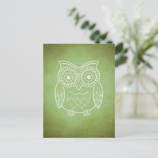 Groene Owl Briefkaart (Staand voorkant)