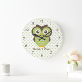 Groene Owl Gepersonaliseerd Meisje Grote Klok (Huis)