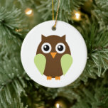 Groene Owl Keramisch Ornament<br><div class="desc">Kunst door hart gesloten</div>