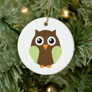 Groene Owl Keramisch Ornament