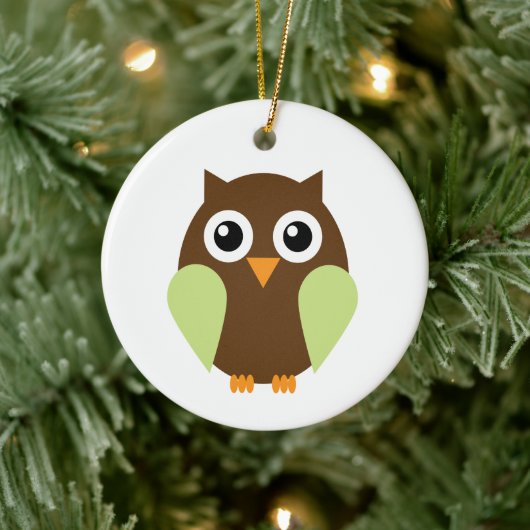 Groene Owl Keramisch Ornament (Boom)