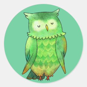 Groene Owl kleine stickers