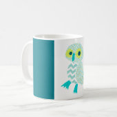 Groene Owl met blauwe grenzen mok (Voorkant links)