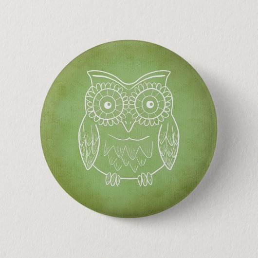 Groene Owl Ronde Button 5,7 Cm (Voorkant)