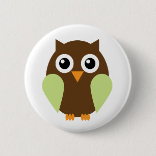 Groene Owl Ronde Button 5,7 Cm
