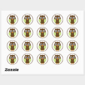 Groene Owl Ronde Sticker (Vel)