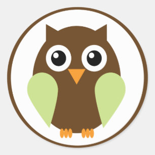 Groene Owl Ronde Sticker