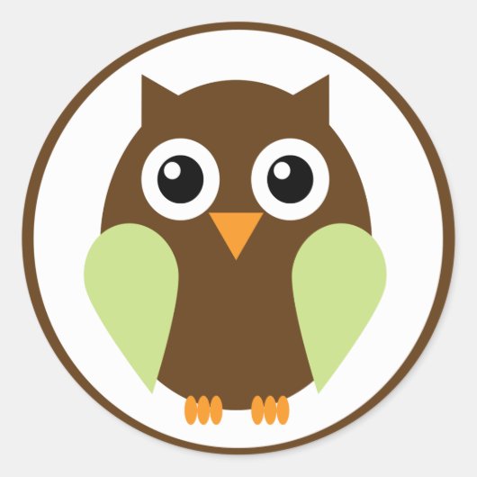 Groene Owl Ronde Sticker (Voorkant)
