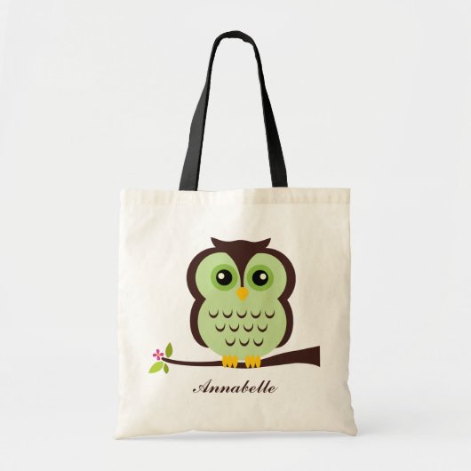 Groene Owl Tote Bag (Voorkant)
