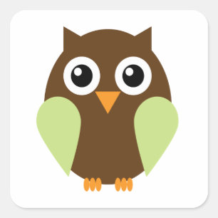 Groene Owl Vierkante Sticker