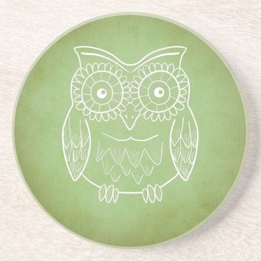 Groene Owl Zandsteen Onderzetter (Voorkant)