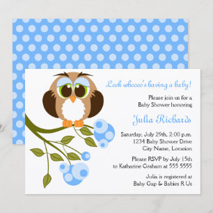 Groene Oyes Baby Owl Baby shower Kaart