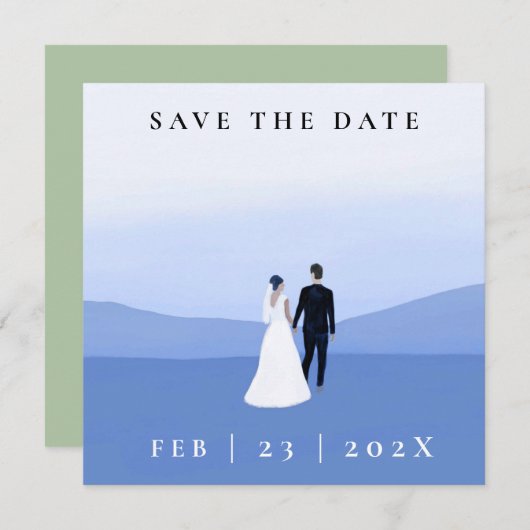 Groene paar foto Sla de datum Kaart (Voorkant / Achterkant)