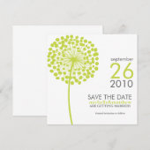 Groene Paardenbloem Bruiloft Save the Date (Voorkant / Achterkant)