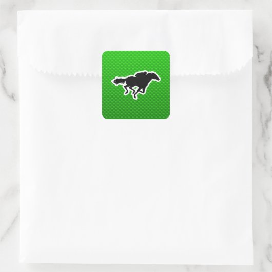 Groene Paardenrennen Vierkante Sticker (Tas)
