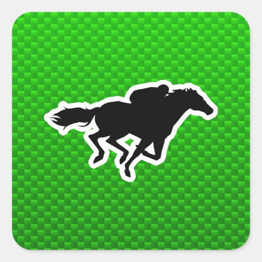 Groene Paardenrennen Vierkante Sticker (Voorkant)