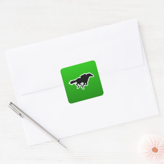 Groene Paardenrennen Vierkante Sticker (Envelop)