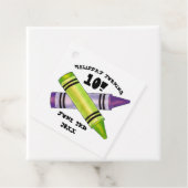 Groene Paarse artiest Crayons: Birthday Party Bedankjes Labels (In situ)