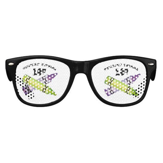 Groene Paarse artiest Crayons: Birthday Party Kinder Zonnebril (Voorkant)