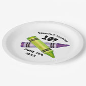 Groene Paarse artiest Crayons: Birthday Party Papieren Bordje (Gekanteld)