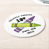 Groene Paarse artiest Crayons: Birthday Party Ronde Kartonnen Onderzetter (Gebogen)