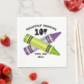 Groene Paarse artiest Crayons: Birthday Party Servet (Insitu)
