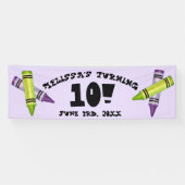 Groene Paarse artiest Crayons: Birthday Party Spandoek (Horizontaal)