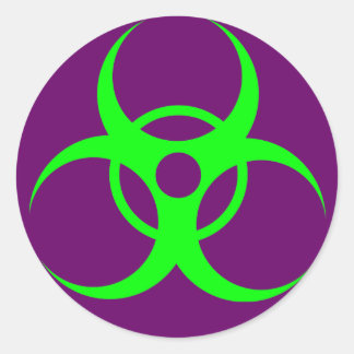 Groene Paarse Biohazzard Sticker