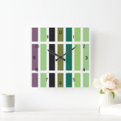 Groene Paarse Black Hues Vierkante Klok (Huis)