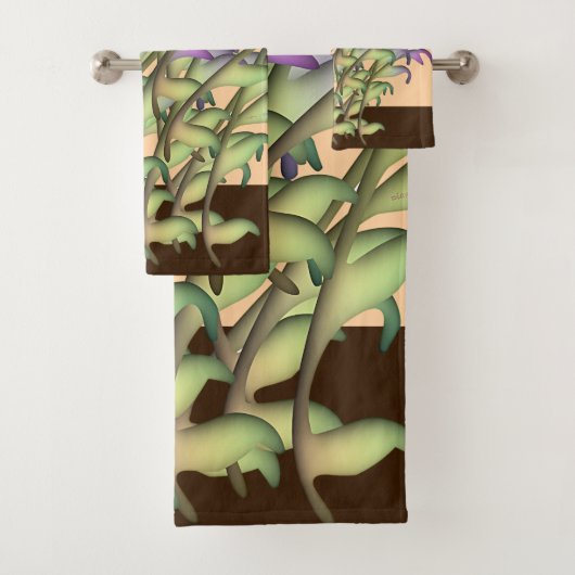 Groene + Paarse bladperzik Bad Handdoek (Insitu)
