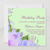 Groene Paarse & Blauwe Bloemen Verjaardag Uitnodig Kaart (Achterkant)