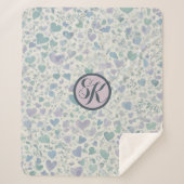 Groene Paarse Blauwe Liefde Harten Sherpa Deken (Voorkant)