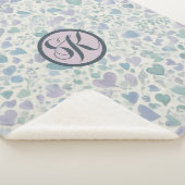 Groene Paarse Blauwe Liefde Harten Sherpa Deken (3/4)