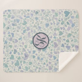 Groene Paarse Blauwe Liefde Harten Sherpa Deken (Voorkant (horizontaal))