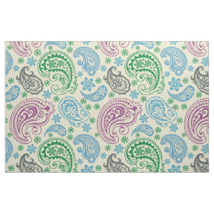 Groene Paarse & Blauwe Tonen paisley Patroon Stof