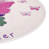 Groene Paarse Bloem Roze Vlinder Doodle Glas Snijplank (Hoek)