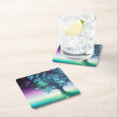 Groene Paarse Boom met Lichtjes Kartonnen Onderzetters (Insitu)