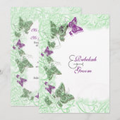 Groene paarse bruiloft verloving kaart (Voorkant / Achterkant)
